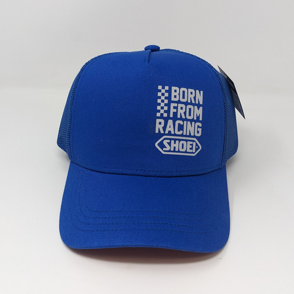 casquette SHOEI, casquette SHOEI bleue, casquette moto SHOEI, casquette SHOEI racing, SHOEI Born From Racing, casquette Born From Racing, SHOEI Trucker Cap, casquette SHOEI Trucker, casquette moto, casquette motard, accessoires SHOEI, accessoires moto SHOEI, merchandising SHOEI